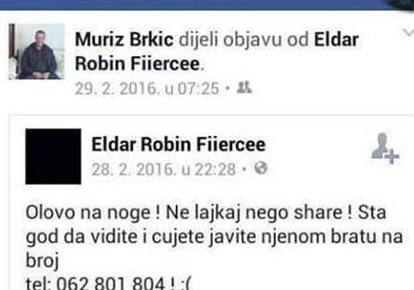 Jedan od ubica Arnele Đogić na Facebooku pozivao ljude da pomognu u potrazi