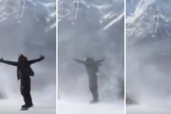 Internetom kruži video mladića koji nestaje u snježnom vrtlogu