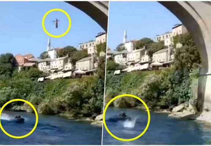 TRAGEDIJA U MOSTARU IZBJEGNUTA “ZA DLAKU”: Skočio sa mosta, nije vidio da Neretvom ide čamac… Pogledajte ishod